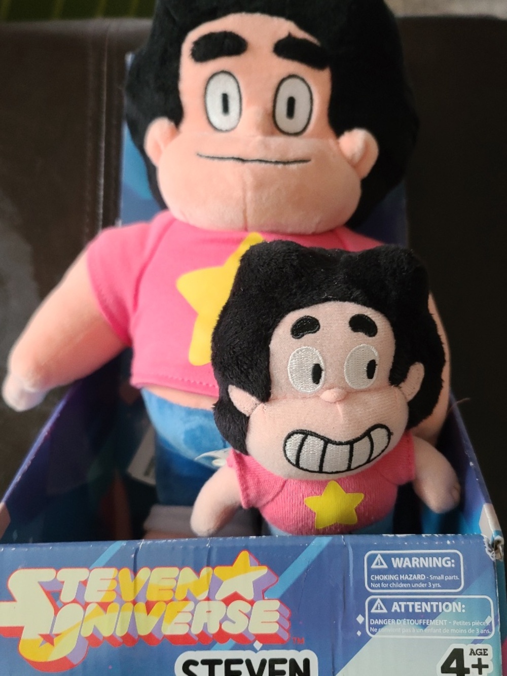 Steven Universe 12” Steven Boxed plush with a smaller loose plush placed on top